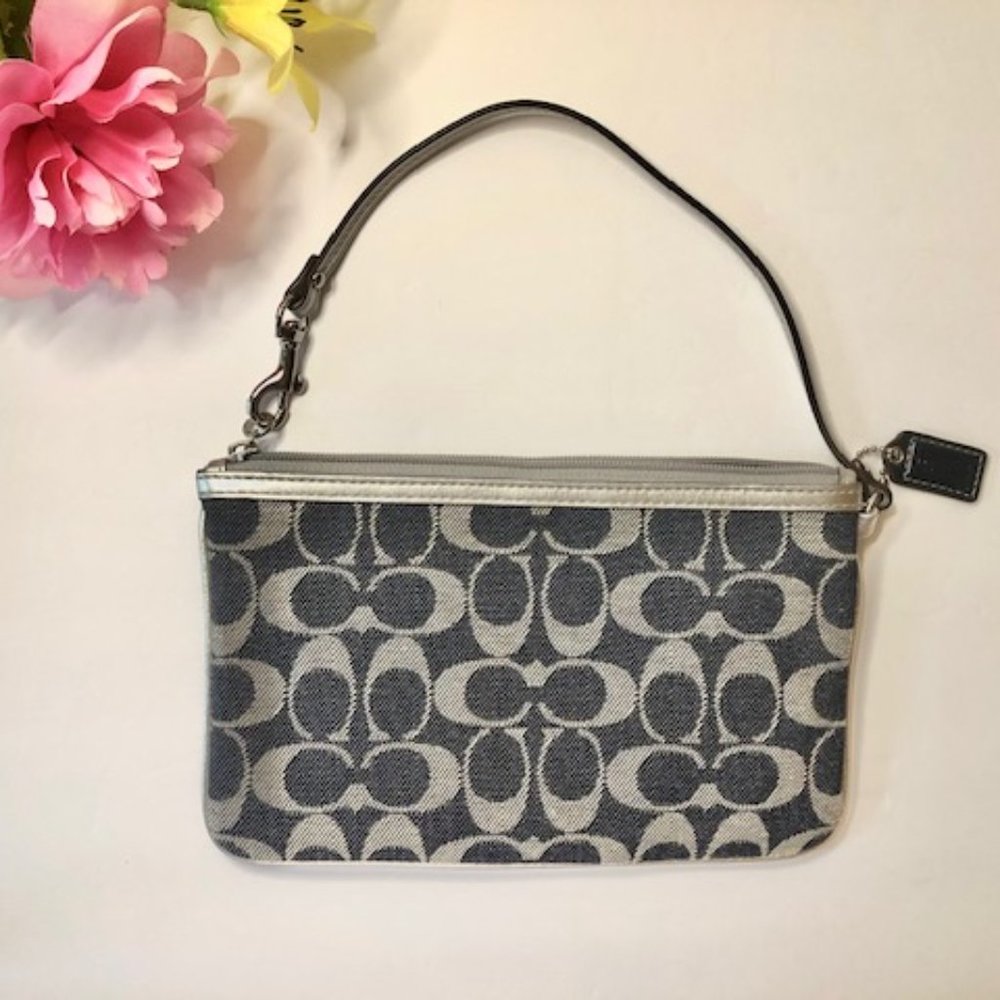 Coach Wristlet Blue and Gray Denim Purse - Picture 4 of 11